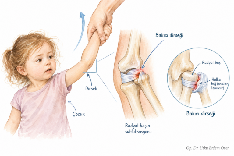 Çocuklarda Bakıcı Dirseği konusunu açıklayan anatomik çizim