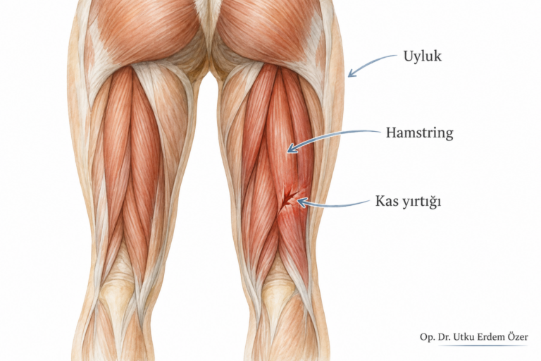 Hamstring Kası Yırtığı Tedavisi konusunu açıklayan anatomik çizim
