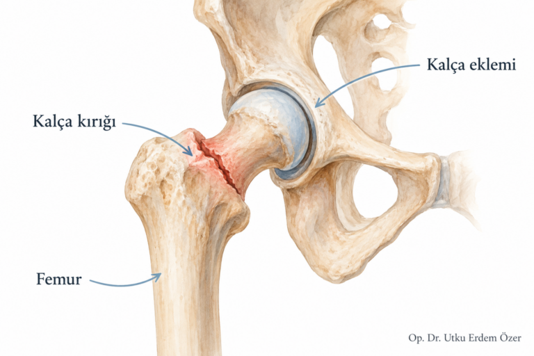 Yaşlılarda Kalça Kırığı konusunu açıklayan anatomik çizim