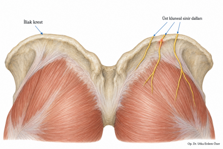 Kluneal Sinir Tuzaklanması konusunu açıklayan anatomik çizim