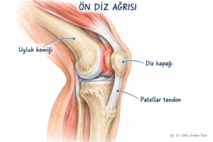 Ön Diz Ağrısı konusunu açıklayan anatomik çizim