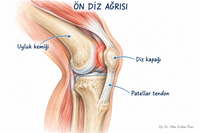 Ön Diz Ağrısı konusunu açıklayan anatomik çizim