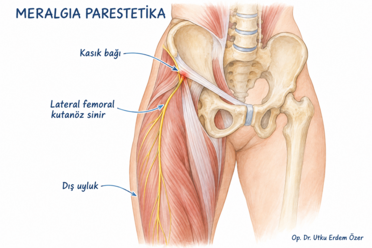 Meralgia Parestetika: Lateral Femoral Kuteneal Sinir Sıkışması konusunu açıklayan anatomik çizim
