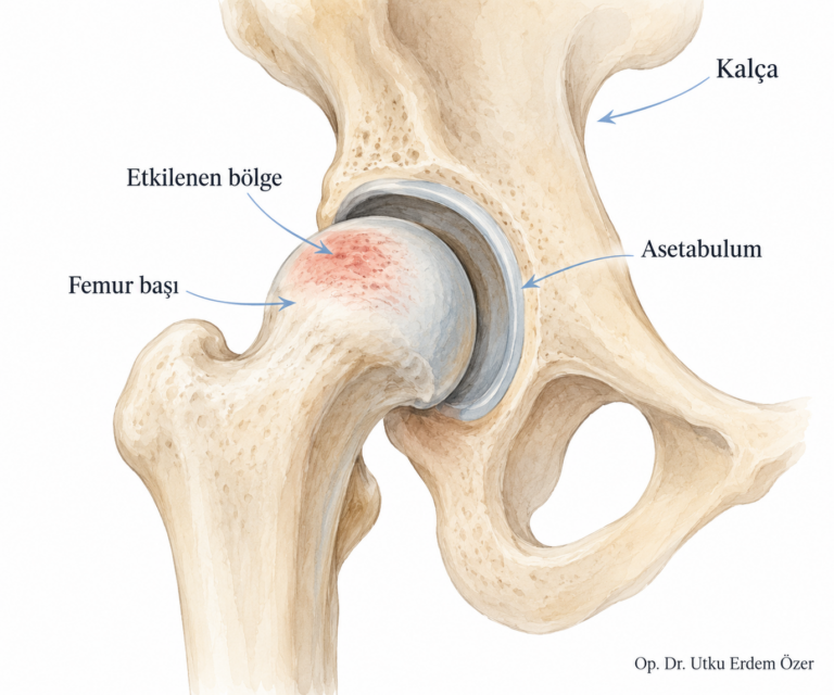 Kalça Avasküler Nekrozu konusunu açıklayan anatomik çizim