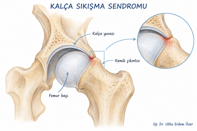 Kalça Sıkışma Sendromu konusunu açıklayan anatomik çizim