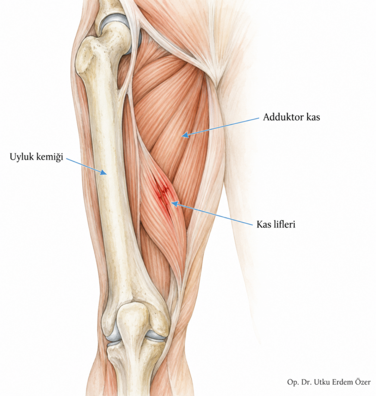 Adduktor Kas Yaralanması - Yırtılması konusunu açıklayan anatomik çizim