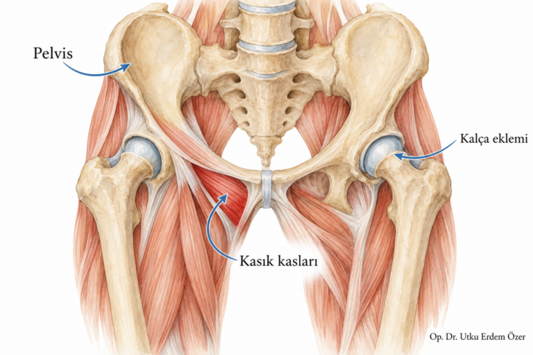 Kasık Ağrısı Neden Olur, Ne İyi Gelir? Tedavi Rehberi (2026) konusunu açıklayan anatomik çizim